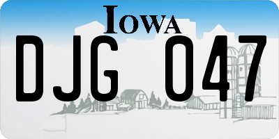 IA license plate DJG047