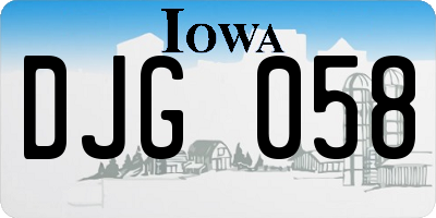 IA license plate DJG058