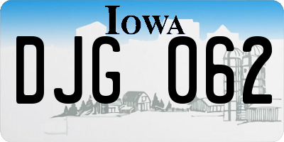 IA license plate DJG062