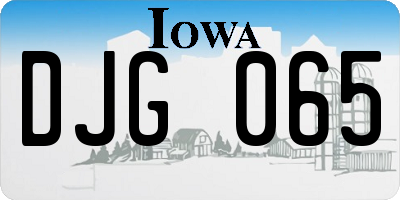 IA license plate DJG065