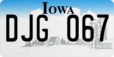 IA license plate DJG067