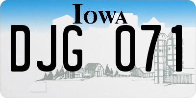 IA license plate DJG071