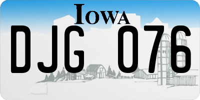 IA license plate DJG076