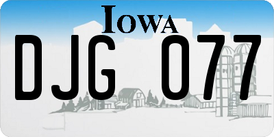IA license plate DJG077