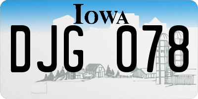 IA license plate DJG078