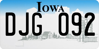 IA license plate DJG092
