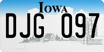 IA license plate DJG097