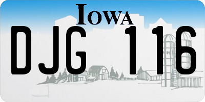 IA license plate DJG116