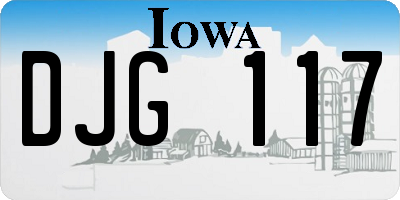 IA license plate DJG117