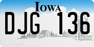 IA license plate DJG136