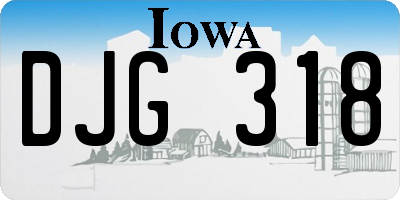 IA license plate DJG318