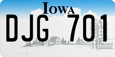 IA license plate DJG701