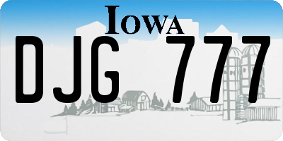 IA license plate DJG777