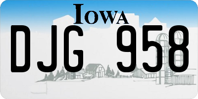 IA license plate DJG958