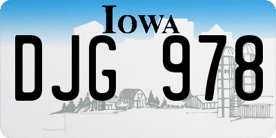 IA license plate DJG978
