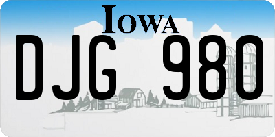 IA license plate DJG980