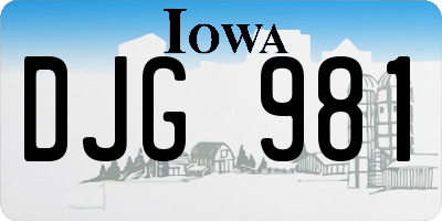 IA license plate DJG981