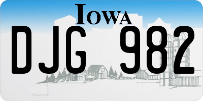IA license plate DJG982