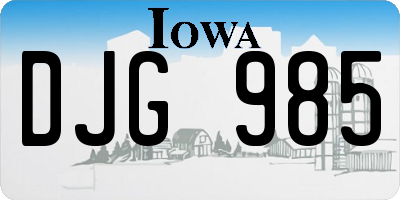 IA license plate DJG985