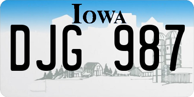 IA license plate DJG987
