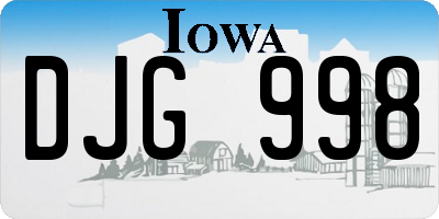 IA license plate DJG998