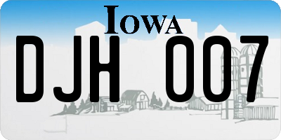 IA license plate DJH007