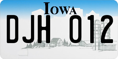 IA license plate DJH012