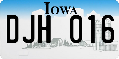 IA license plate DJH016