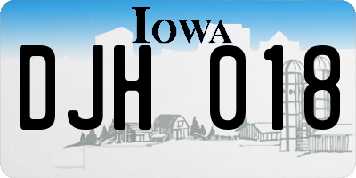 IA license plate DJH018