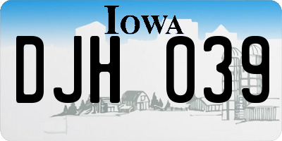 IA license plate DJH039