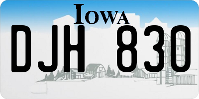 IA license plate DJH830