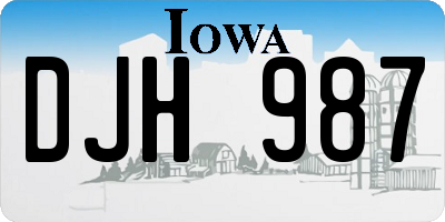 IA license plate DJH987