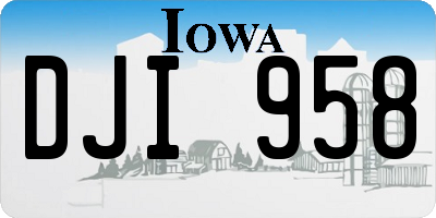 IA license plate DJI958