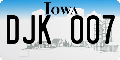 IA license plate DJK007