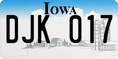 IA license plate DJK017