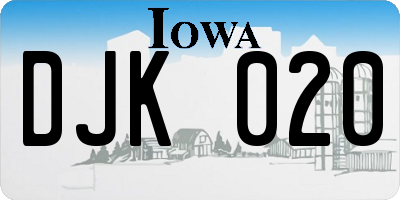 IA license plate DJK020