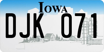 IA license plate DJK071