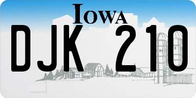IA license plate DJK210
