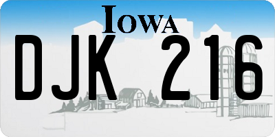 IA license plate DJK216