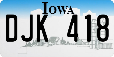 IA license plate DJK418
