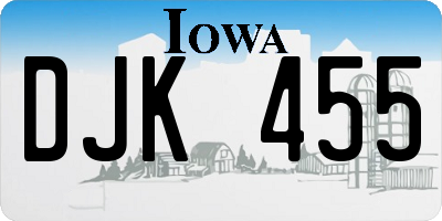 IA license plate DJK455