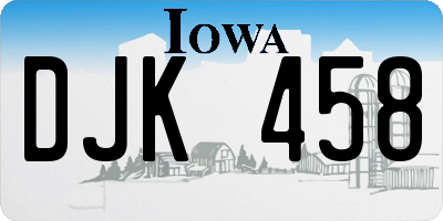 IA license plate DJK458