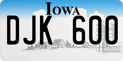 IA license plate DJK600