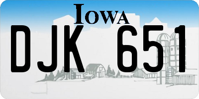 IA license plate DJK651