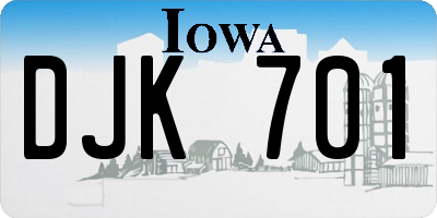 IA license plate DJK701