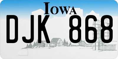 IA license plate DJK868
