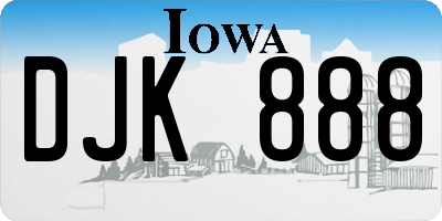 IA license plate DJK888