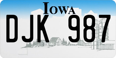 IA license plate DJK987