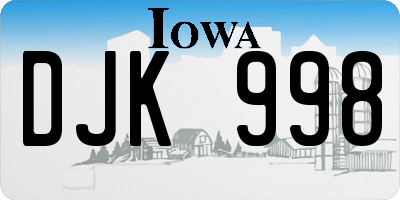 IA license plate DJK998