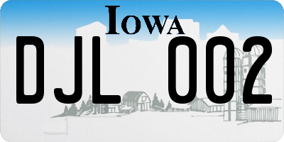 IA license plate DJL002